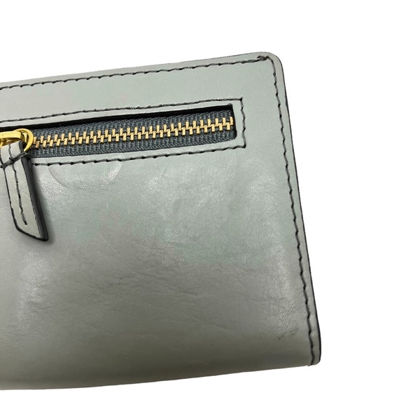 FOSSIL Genuine Leather Gray Pink Yellow Bi-Fold Wallet Coin Purse Cash Holder - Picture 10 of 16